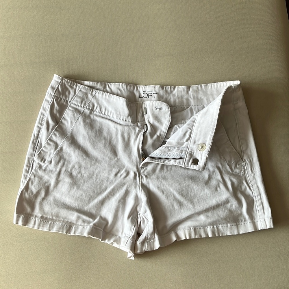 Ann Taylor Loft White Cotton Shorts